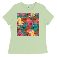 Hatched Egg Easter Chicks Seamless Pattern Ladies Tee | Teevron