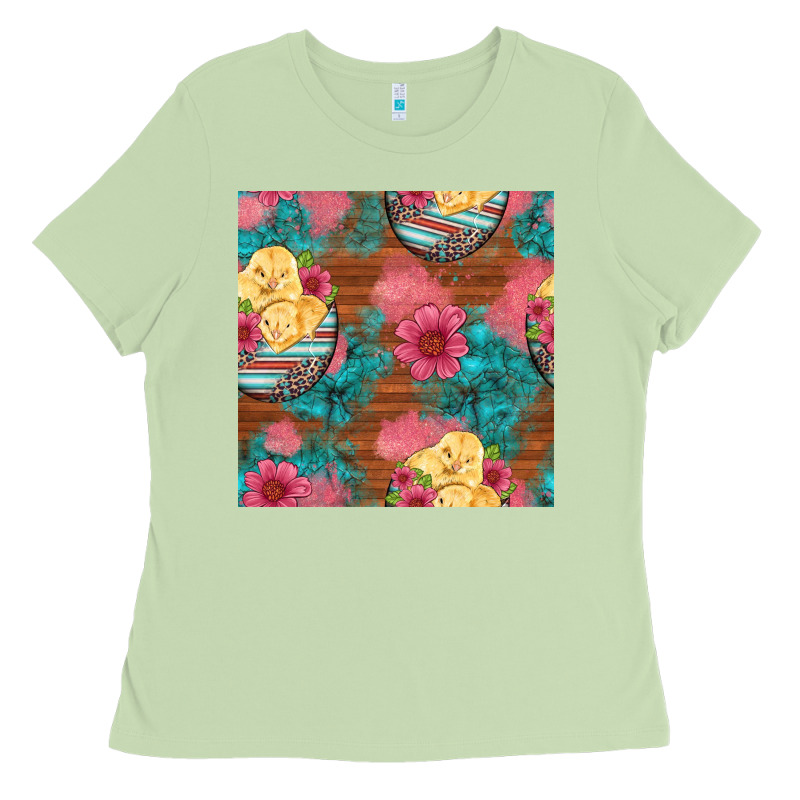 Hatched Egg Easter Chicks Seamless Pattern Ladies Tee by Artiststas | Teevron