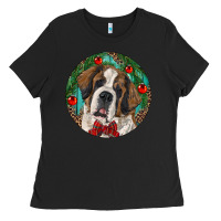 Black Christmas St. Bernard Ladies Tee - RanaPortraitStore