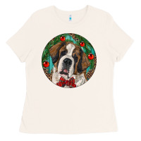 Bone Christmas St. Bernard Ladies Tee - RanaPortraitStore