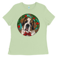 Matcha Christmas St. Bernard Ladies Tee - RanaPortraitStore