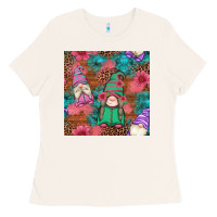 Bone floral easter gnomes seamless pattern Ladies Tee - Artiststas