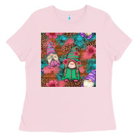 Bubblegum Pink floral easter gnomes seamless pattern Ladies Tee - Artiststas