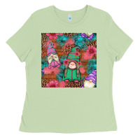 Floral Easter Gnomes Seamless Pattern Ladies Tee | Teevron