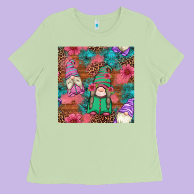 Floral Easter Gnomes Seamless Pattern Ladies Tee Designed By Artiststas