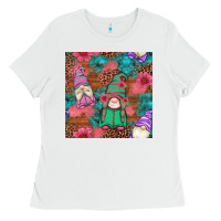 White floral easter gnomes seamless pattern Ladies Tee - Artiststas