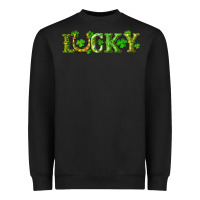 Black st. patrick's day lucky with clovers and horseshoe Heavyweight Sweatshirt - RanaPortraitStore