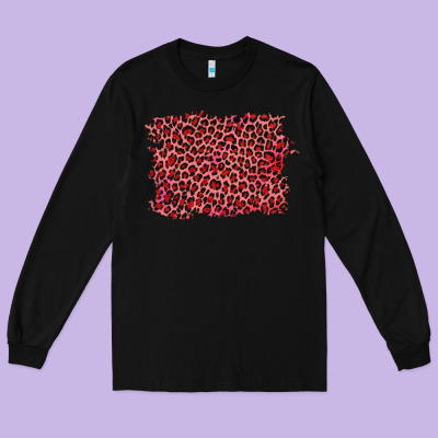 Pink Leopard Background Long Sleeve Tee Designed By Ranaportraitstore