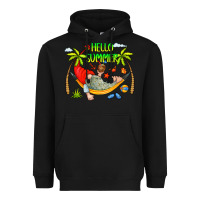 Black Hello Summer Heavyweight Hoodie - CowCowDesign
