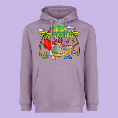 Hello Summer Heavyweight Hoodie Designed By Cowcowdesign