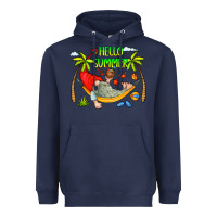 Navy Hello Summer Heavyweight Hoodie - CowCowDesign