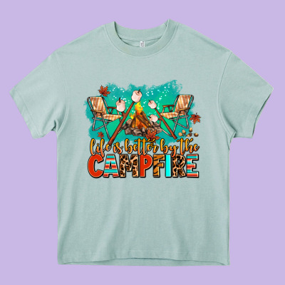 Life Is Better By The Campfire Heavy Core Tee Designed By Adodesignshop