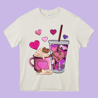 Valentines Day Heart Coffe Heavy Core Tee Designed By Adodesignshop