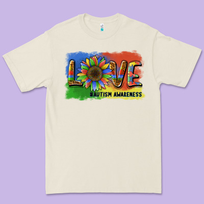 Sunflower Love Autism Awareness Premium Tee Designed By Barkaloodesign
