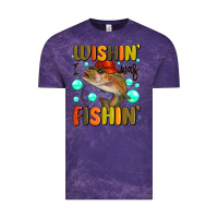 Cloud Purple wishing i was fishing Vintage Tee - MaliasSmallBusiness