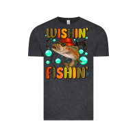 Vintage Black wishing i was fishing Vintage Tee - MaliasSmallBusiness