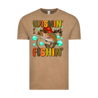 Vintage Coffee wishing i was fishing Vintage Tee - MaliasSmallBusiness