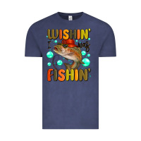 Vintage Denim wishing i was fishing Vintage Tee - MaliasSmallBusiness