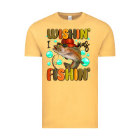 Vintage Mustard wishing i was fishing Vintage Tee - MaliasSmallBusiness