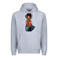 Heather Grey Afro black boy Premium Hoodie - HowdyJamesFarm