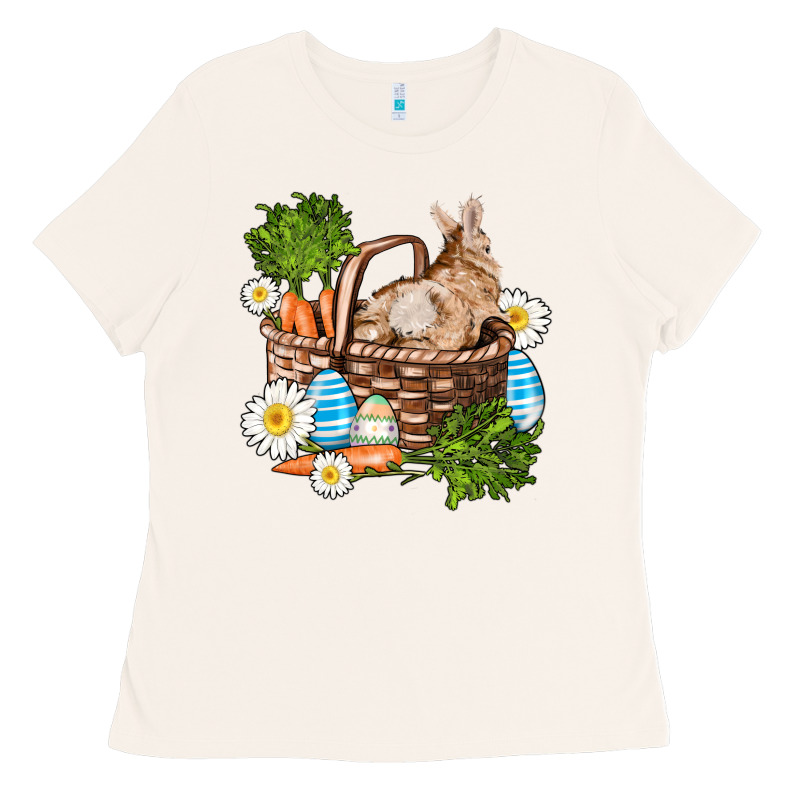 Easter Bunny In Basket Wıth Carrot And Eggs Ladies Tee by AdoDesignShop | Teevron
