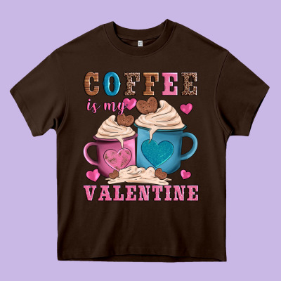 Valentines Day Coffe Is My Valentine Heavy Core Tee Designed By Adodesignshop