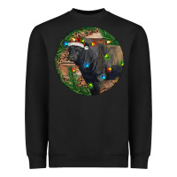 Black Black Angus Bull with Christmas Lights Heavyweight Sweatshirt - RanaPortraitStore