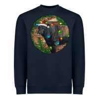 Navy Black Angus Bull with Christmas Lights Heavyweight Sweatshirt - RanaPortraitStore