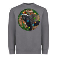Storm Black Angus Bull with Christmas Lights Heavyweight Sweatshirt - RanaPortraitStore