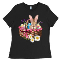 Black easter bunny and basket Ladies Tee - AdoDesignShop