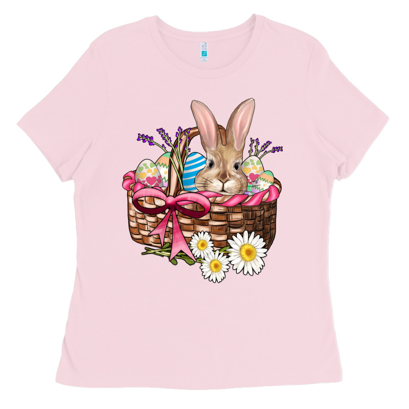 Easter Bunny And Basket Ladies Tee by AdoDesignShop | Teevron