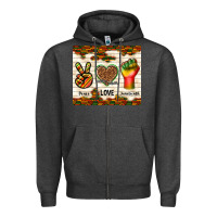 Charcoal Heather peace love juneteenth Zipper Hoodie - TumblerDesignByShophia