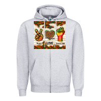 Heather Grey peace love juneteenth Zipper Hoodie - TumblerDesignByShophia