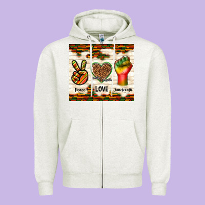 Peace Love Juneteenth Zipper Hoodie Designed By Tumblerdesignbyshophia