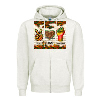 Oatmeal Heather peace love juneteenth Zipper Hoodie - TumblerDesignByShophia