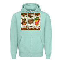 Seafoam peace love juneteenth Zipper Hoodie - TumblerDesignByShophia