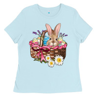 Baby Blue easter bunny and basket Ladies Tee - AdoDesignShop