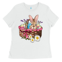 White easter bunny and basket Ladies Tee - AdoDesignShop