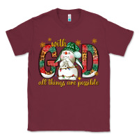 Burgundy With God all things are possible with snowman Classic Tee - NancyCooperArtShop