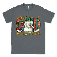 Charcoal Heather With God all things are possible with snowman Classic Tee - NancyCooperArtShop