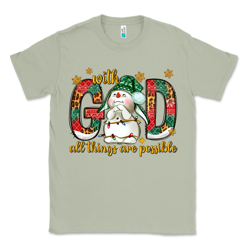 With God All Things Are Possible With Snowman Classic Tee by NancyCooperArtShop | Teevron