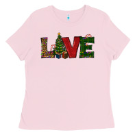 Bubblegum Pink Christmas Tree Love Ladies Tee - RanaPortraitStore