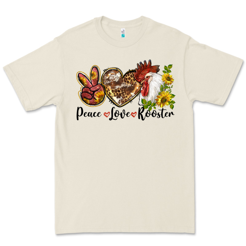 Peace Love Rooster With Sunflower Premium Tee by LillyAllenDesigns | Teevron
