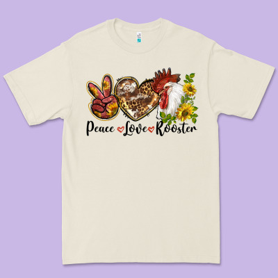 Peace Love Rooster With Sunflower Premium Tee Designed By Lillyallendesigns
