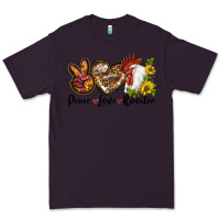 Plum Peace Love Rooster With Sunflower Premium Tee - LillyAllenDesigns
