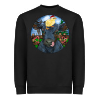 Black Black Angus Cattle with Santa Chick Christmas Heavyweight Sweatshirt - RanaPortraitStore