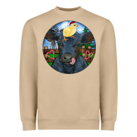 Mushroom Black Angus Cattle with Santa Chick Christmas Heavyweight Sweatshirt - RanaPortraitStore