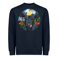 Black Angus Cattle With Santa Chick Christmas Heavyweight Sweatshirt | Teevron