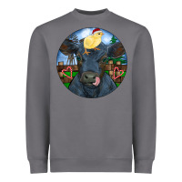 Storm Black Angus Cattle with Santa Chick Christmas Heavyweight Sweatshirt - RanaPortraitStore