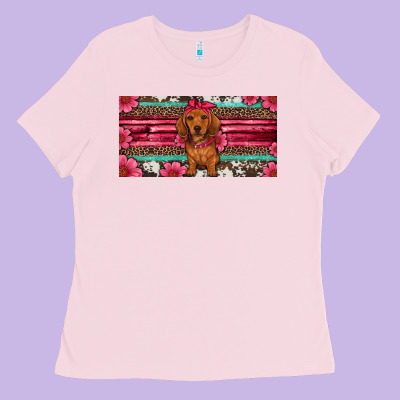 Dachshund Puppy License Plate Ladies Tee Designed By Artiststas